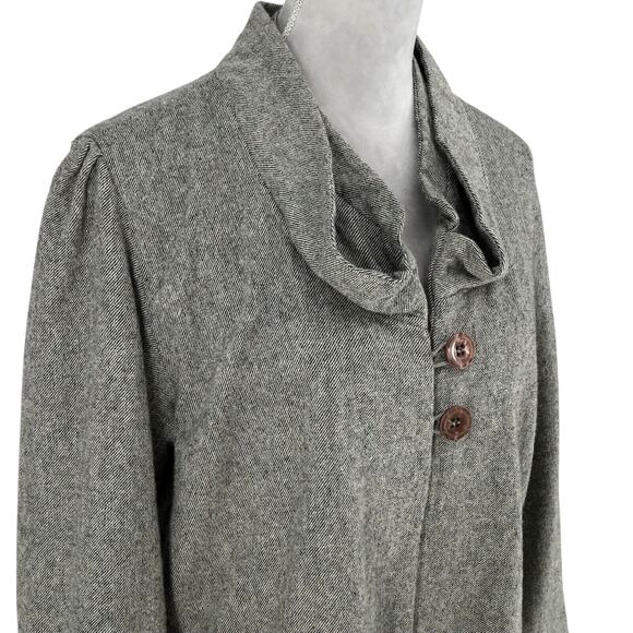 Charlotte Tarantola Jacket Womens XL Gray Wool Blend Lined Swing Trapeze Pleat - Picture 6 of 13